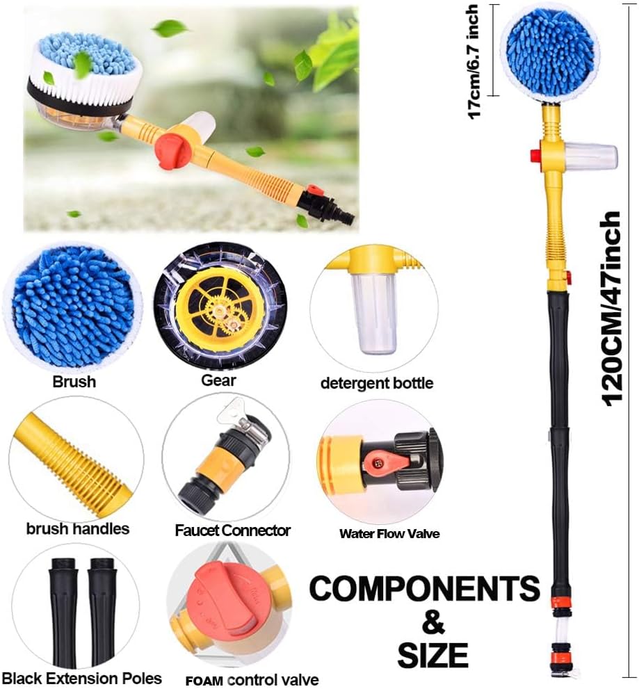 Auto Rotate 360° Car Wash Mop | Soft Microfiber & Soap Dispenser | Extendable Handle Car Cleaning Brush